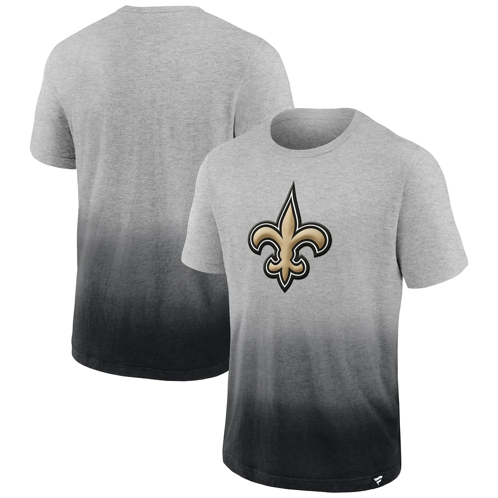 Men's Fanatics Heathered Gray/Black New Orleans Saints Team Ombre - T-Shirt