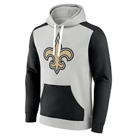 Men's Fanatics Silver/Black New Orleans Saints Big & Tall Team Fleece Pullover Hoodie