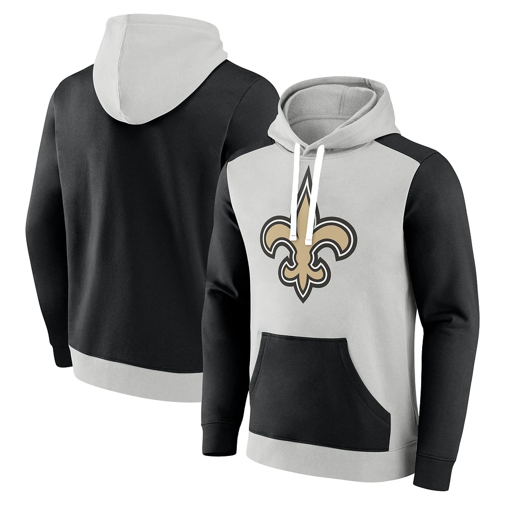 Men's Fanatics Silver/Black New Orleans Saints Big & Tall Team Fleece Pullover Hoodie