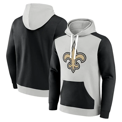 Men's Fanatics Silver/Black New Orleans Saints Big & Tall Team Fleece Pullover Hoodie