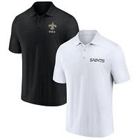 Ensemble de deux polos Lockup New Orleans Saints Fanatics blanc/noir pour hommes