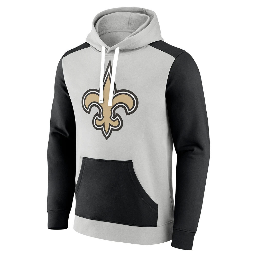 Sweat à capuche Fanatics blanc/noir New Orleans Saints Primary Arctic pour hommes