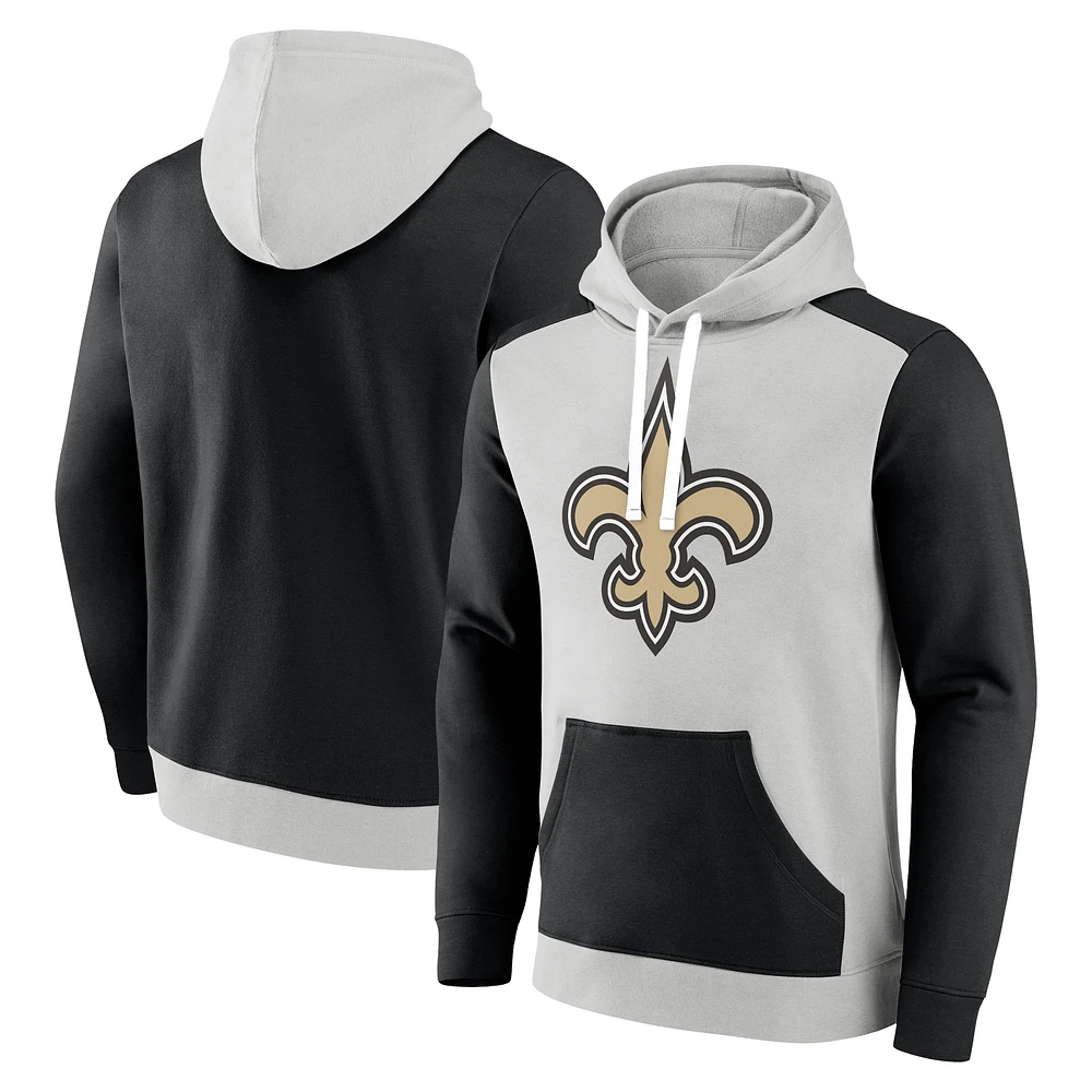 Sweat à capuche Fanatics blanc/noir New Orleans Saints Primary Arctic pour hommes