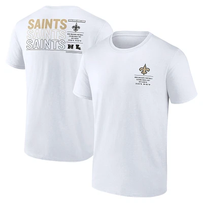 T-shirt Fanatics pour homme avec statistiques répétées des New Orleans Saints blanc