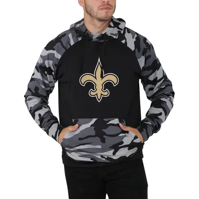 Raglan des Saints de la Nouvelle-Orléans FOCO noir/camouflage pour homme - Chandail à capuchon