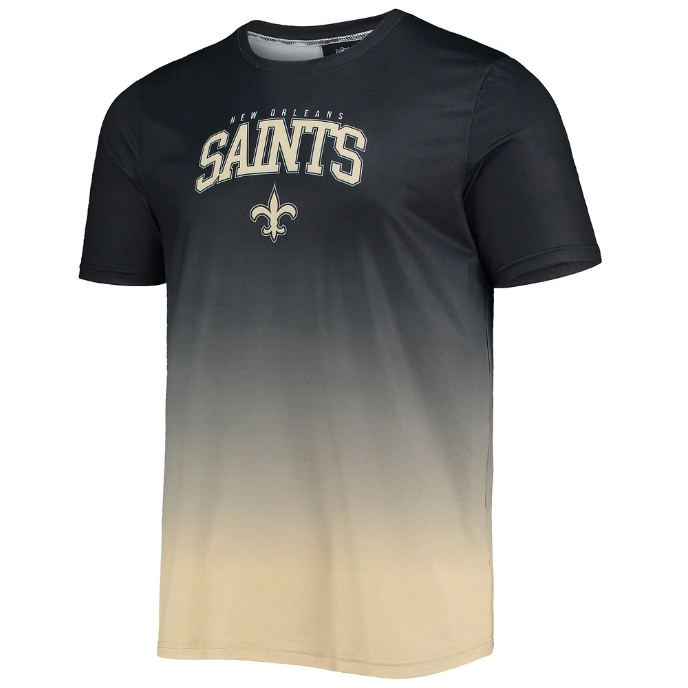 Maillot de bain FOCO New Orleans Saints Gradient Rash Guard pour homme Noir/Or