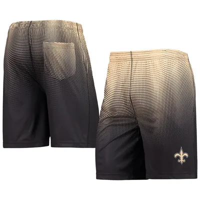 New Orleans Saints FOCO Pixel Gradient Training Shorts - Black/Gold
