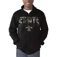 Men's G-III Sports by Carl Banks Black New Orleans Saints Perfect Season Full-Zip Hoodie