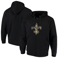 Sweat à capuche entièrement zippé avec logo principal des Saints de la Nouvelle-Orléans G-III Sports by Carl Banks pour homme, noir