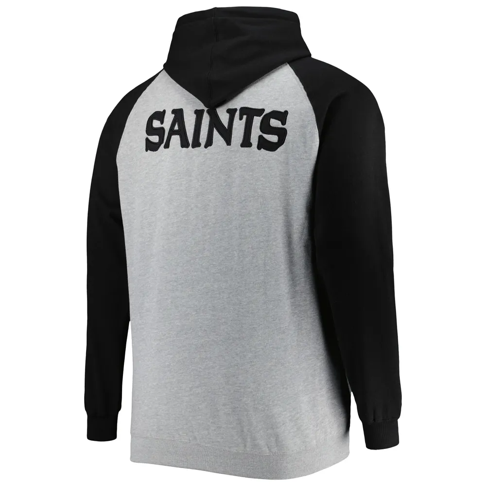 Veste à capuche raglan entièrement zippée en polaire New Orleans Saints Big & Tall gris chiné pour homme