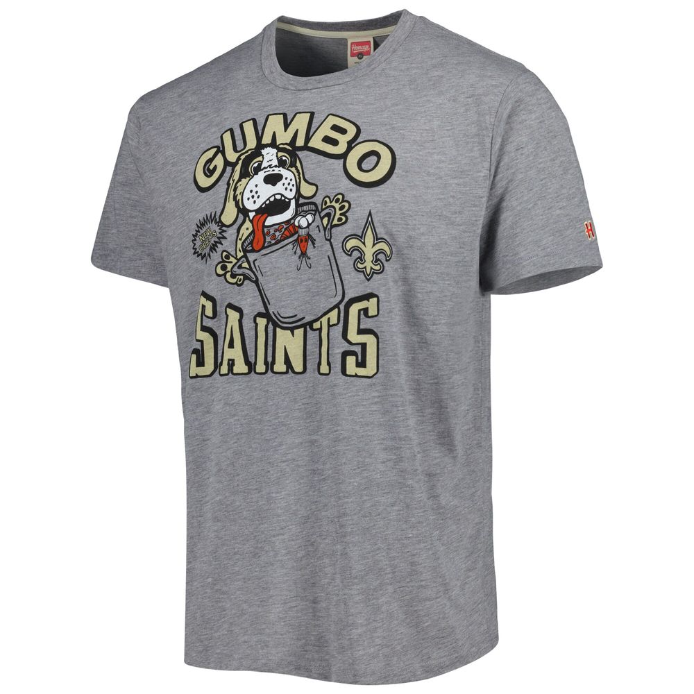 Men's Homage Gray New Orleans Saints Gumbo Hyper Local Tri-Blend T-Shirt