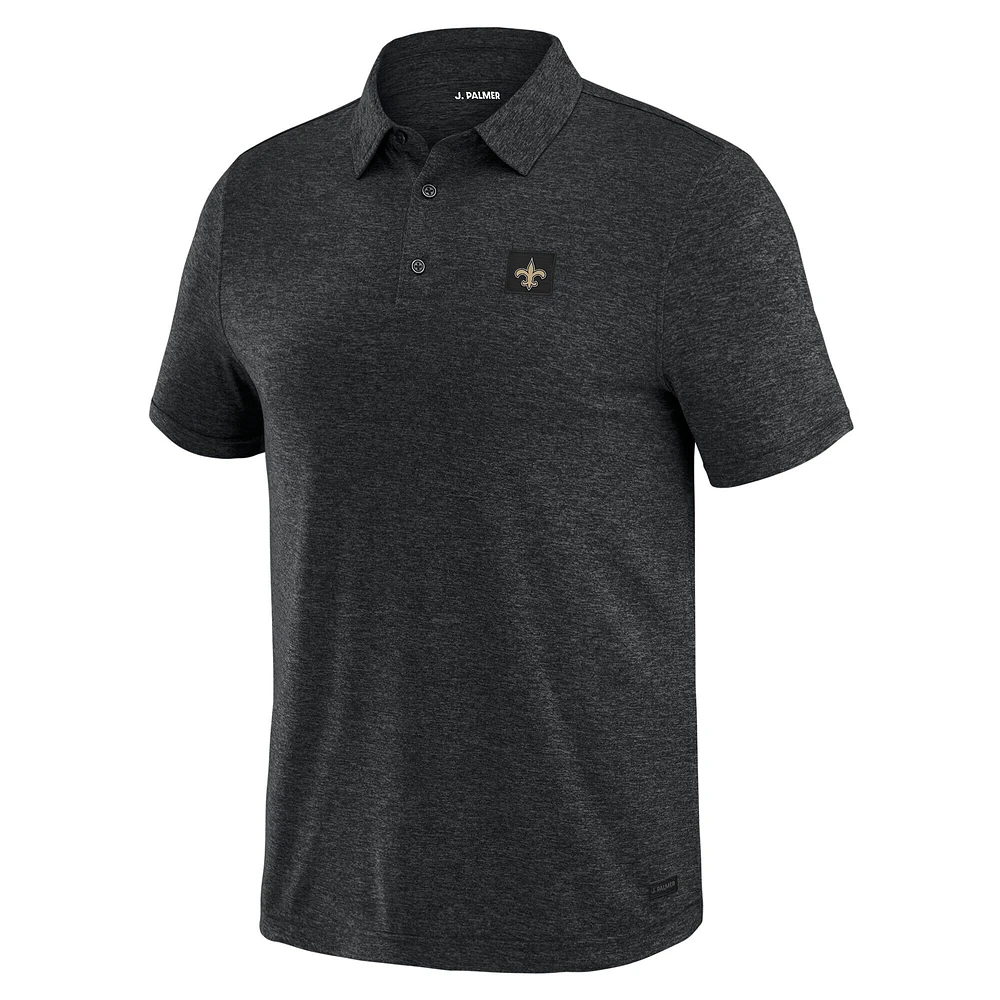 Polo noir J. Palmer pour homme avec quatre points New Orleans Saints