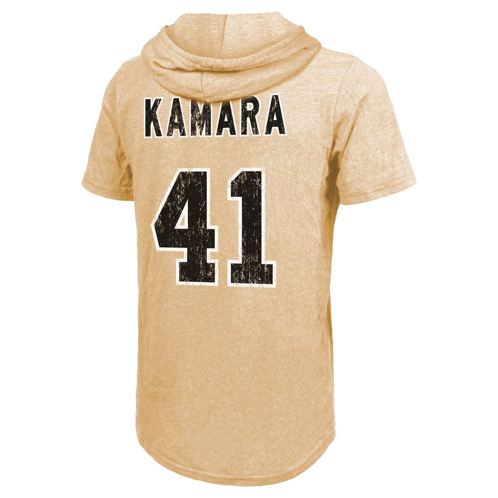 Majestic Threads Men's Majestic Threads Alvin Kamara Gold New Orleans  Saints Player Name & Number Tri-Blend Hoodie T-Shirt