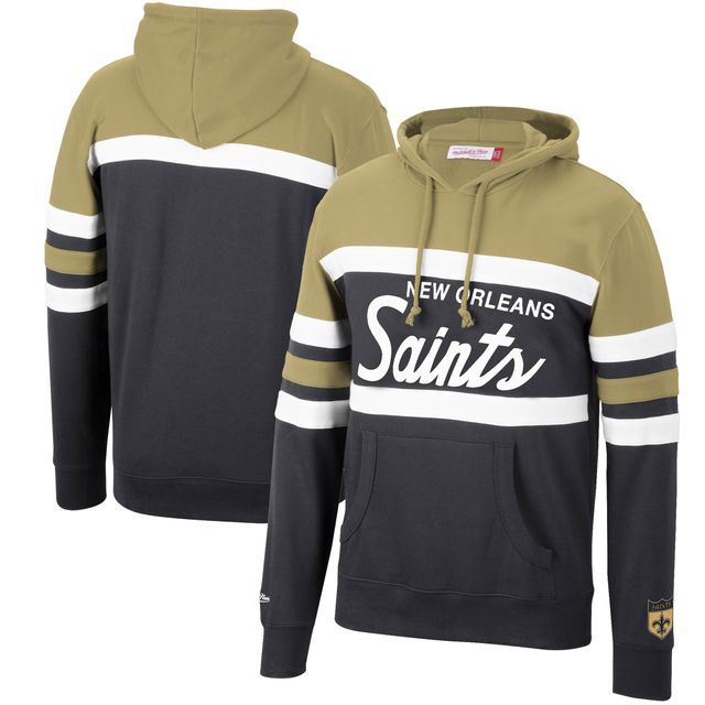 Pull Mitchell & Ness noir/or pour entraîneur-chef des Saints de la Nouvelle-Orléans hommes - Chandail à capuchon