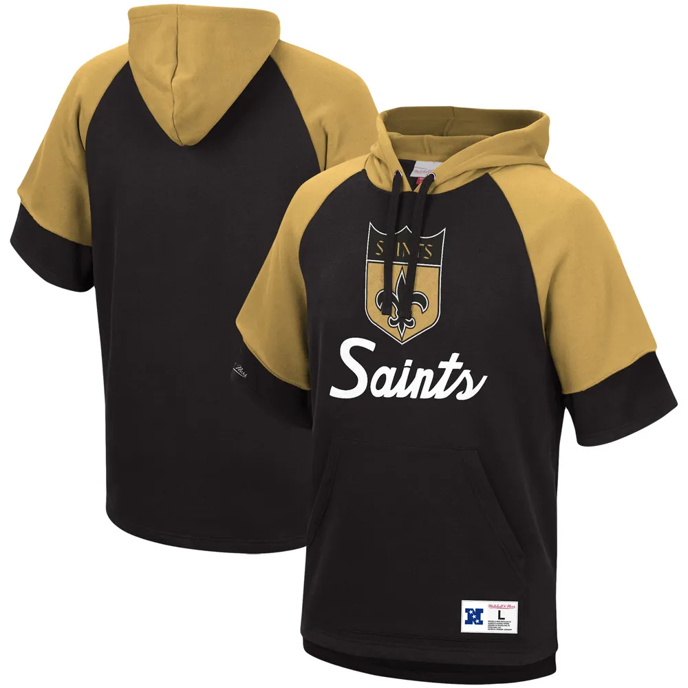 Lids New Orleans Saints Mitchell & Ness Home Advantage Raglan Short Sleeve  Pullover Hoodie - Black