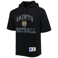 Men's Mitchell & Ness Black New Orleans Saints Washed Short Sleeve Pullover Hoodie