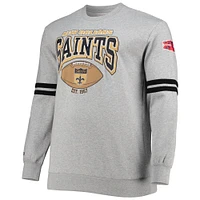 Men's Mitchell & Ness Heathered Gray New Orleans Saints Big Tall Allover Print Pullover Sweatshirt