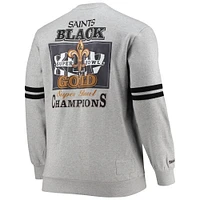 Men's Mitchell & Ness Heathered Gray New Orleans Saints Big Tall Allover Print Pullover Sweatshirt