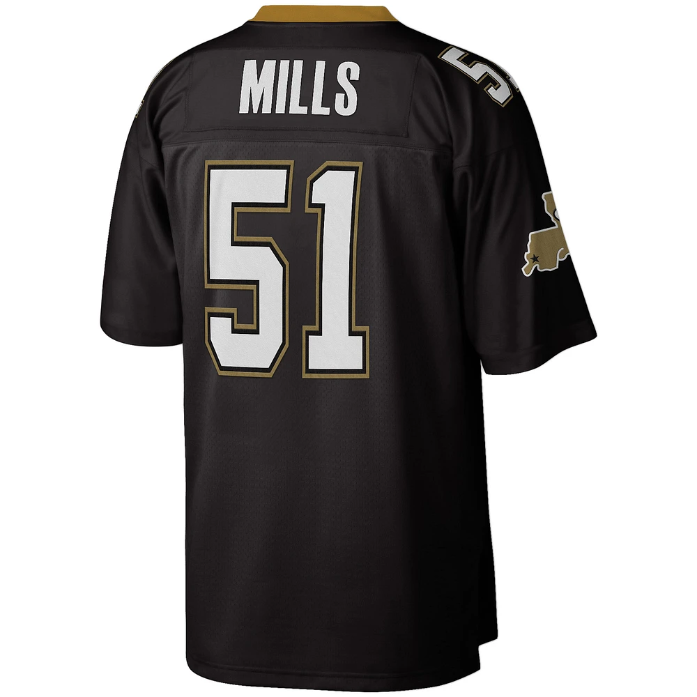 Maillot réplique Mitchell & Ness Sam Mills noir New Orleans Saints Legacy pour hommes