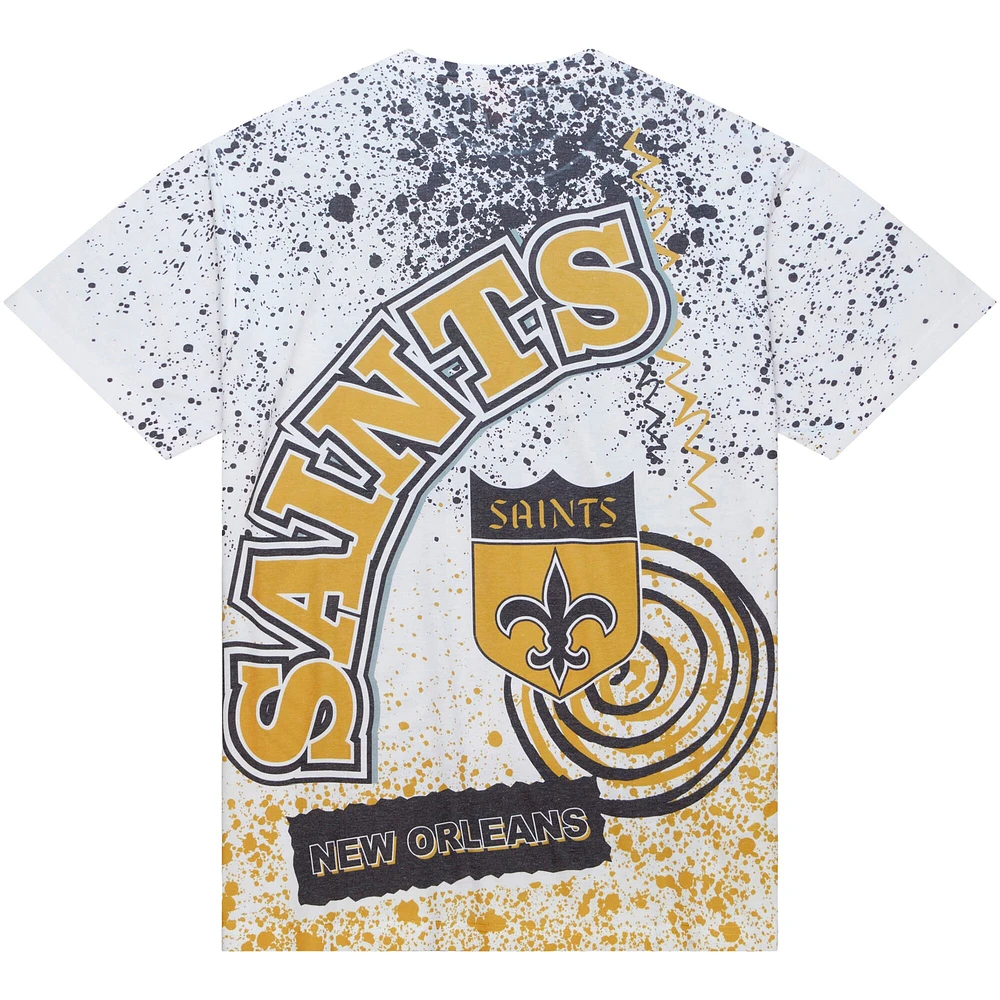 Men's Mitchell & Ness White New Orleans Saints Team Burst Sublimated T-Shirt