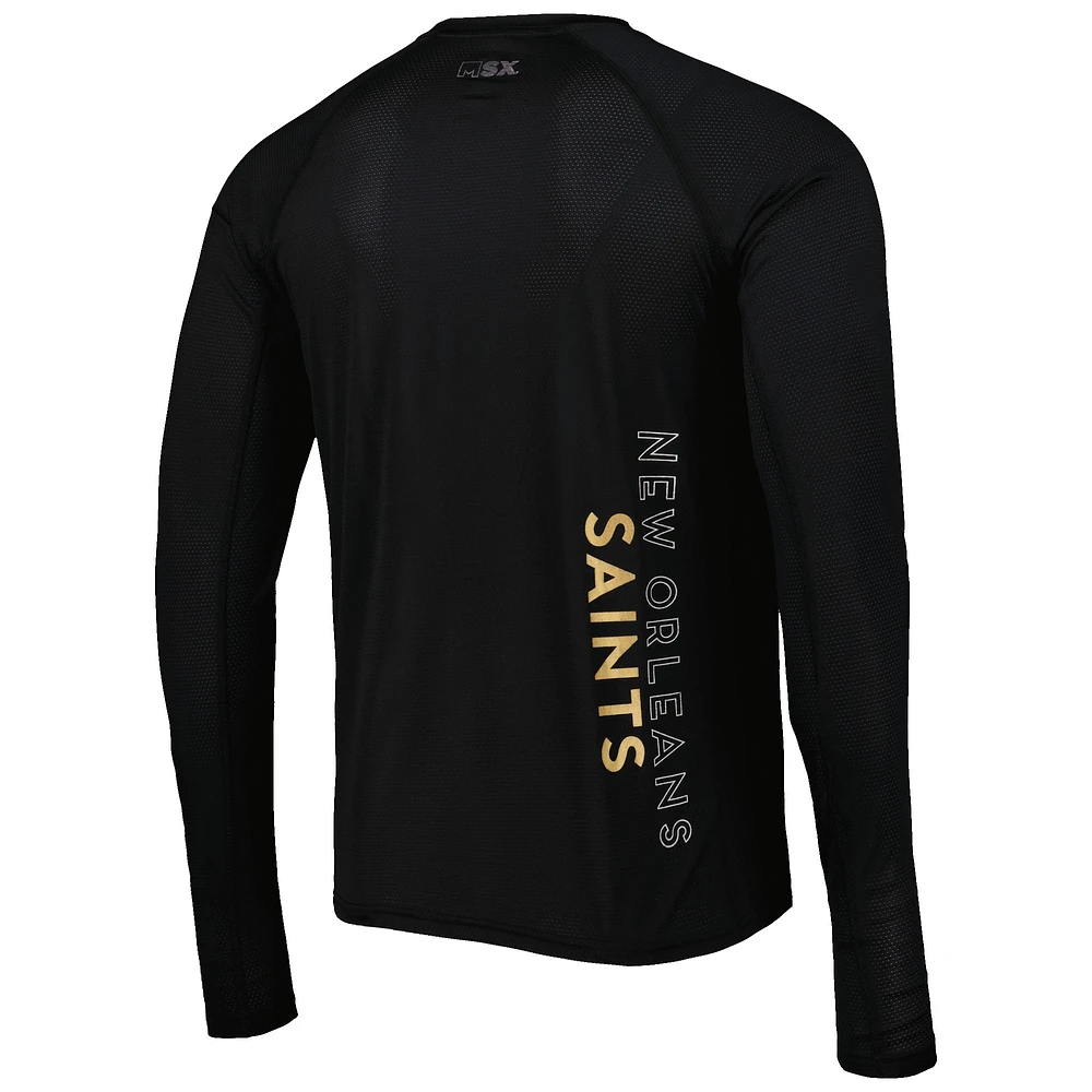 T-shirt raglan à manches longues pour homme MSX by Michael Strahan Noir New Orleans Saints Interval