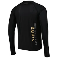 Men's MSX by Michael Strahan Black New Orleans Saints Interval Long Sleeve Raglan T-Shirt