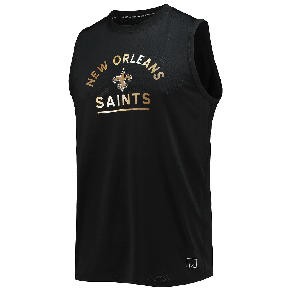 Débardeur MSX by Michael Strahan noir New Orleans Saints Rebound pour hommes