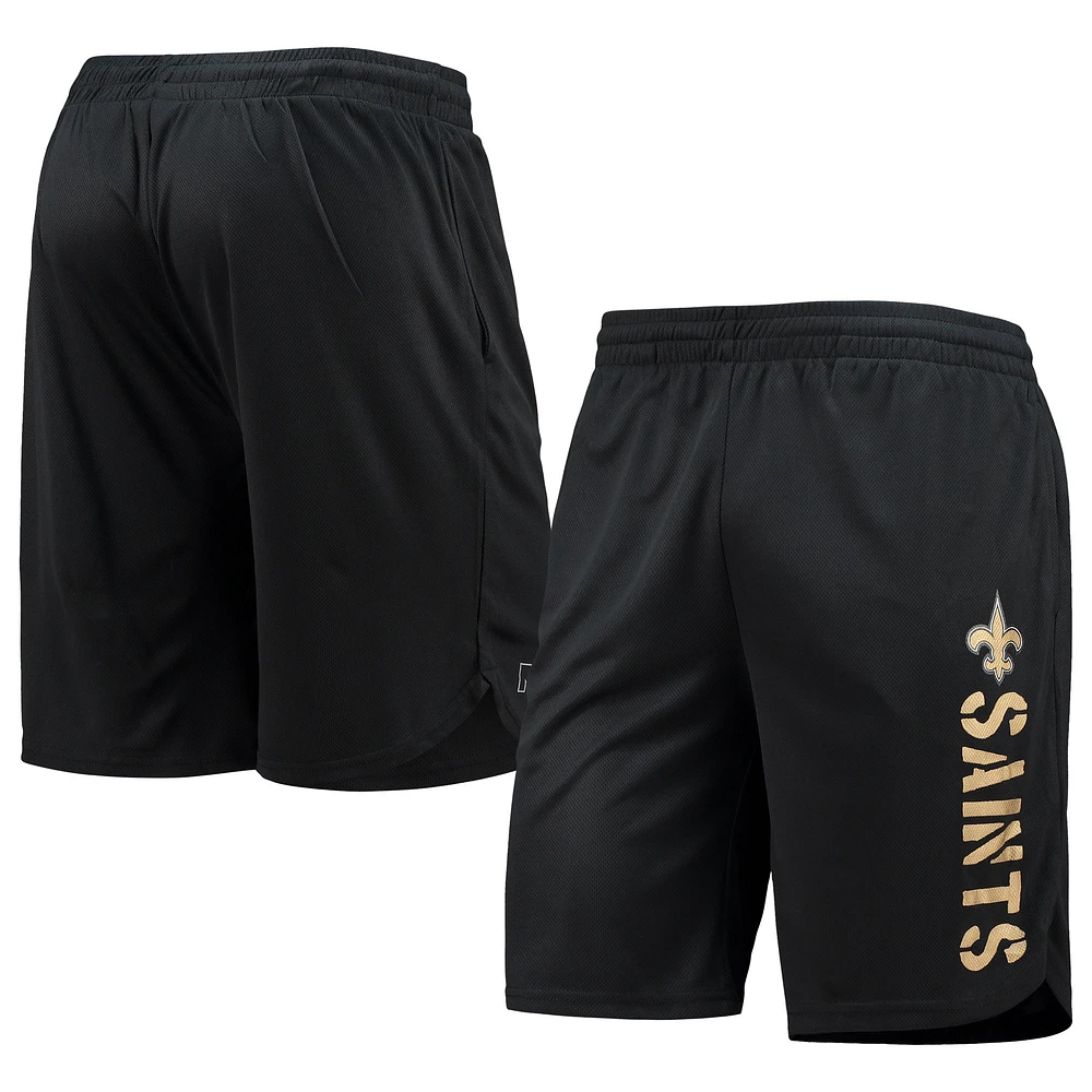 Short d'entraînement MSX by Michael Strahan noir pour hommes New Orleans Saints