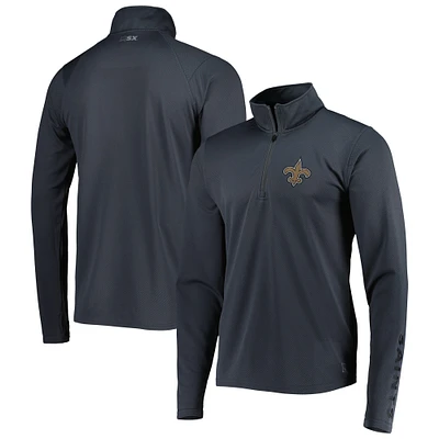 Sweat à capuche demi-glissière MSX by Michael Strahan Charcoal New Orleans Saints pour homme