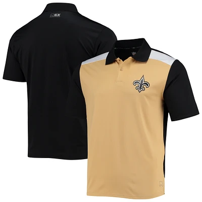 Polo MSX by Michael Strahan or/noir New Orleans Saints Challenge Color Block Performance pour homme