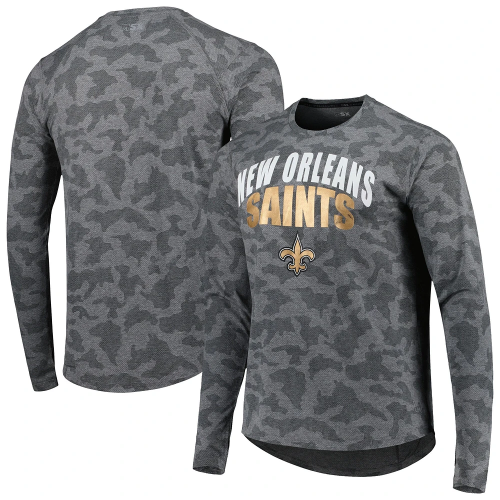 Men's MSX by Michael Strahan Gray New Orleans Saints Performance Camo Long Sleeve T-Shirt