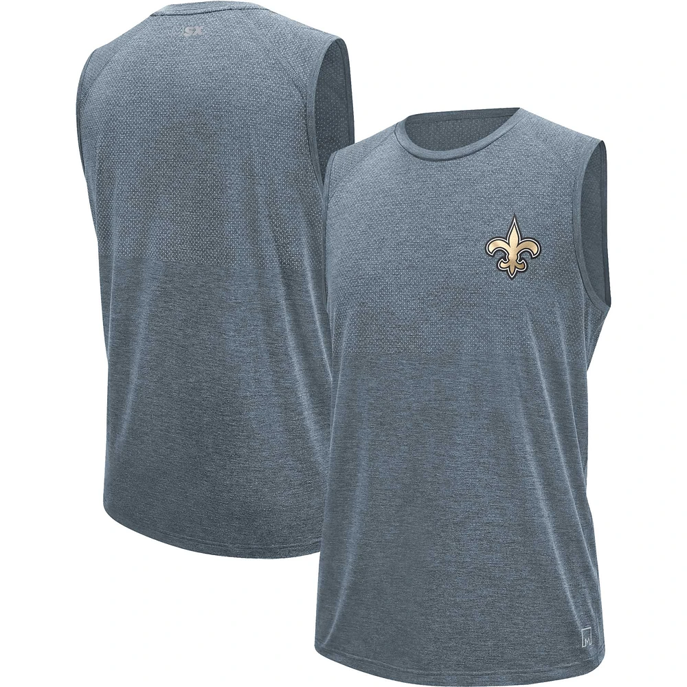 T-shirt sans manches MSX by Michael Strahan gris pour homme New Orleans Saints Warm Up