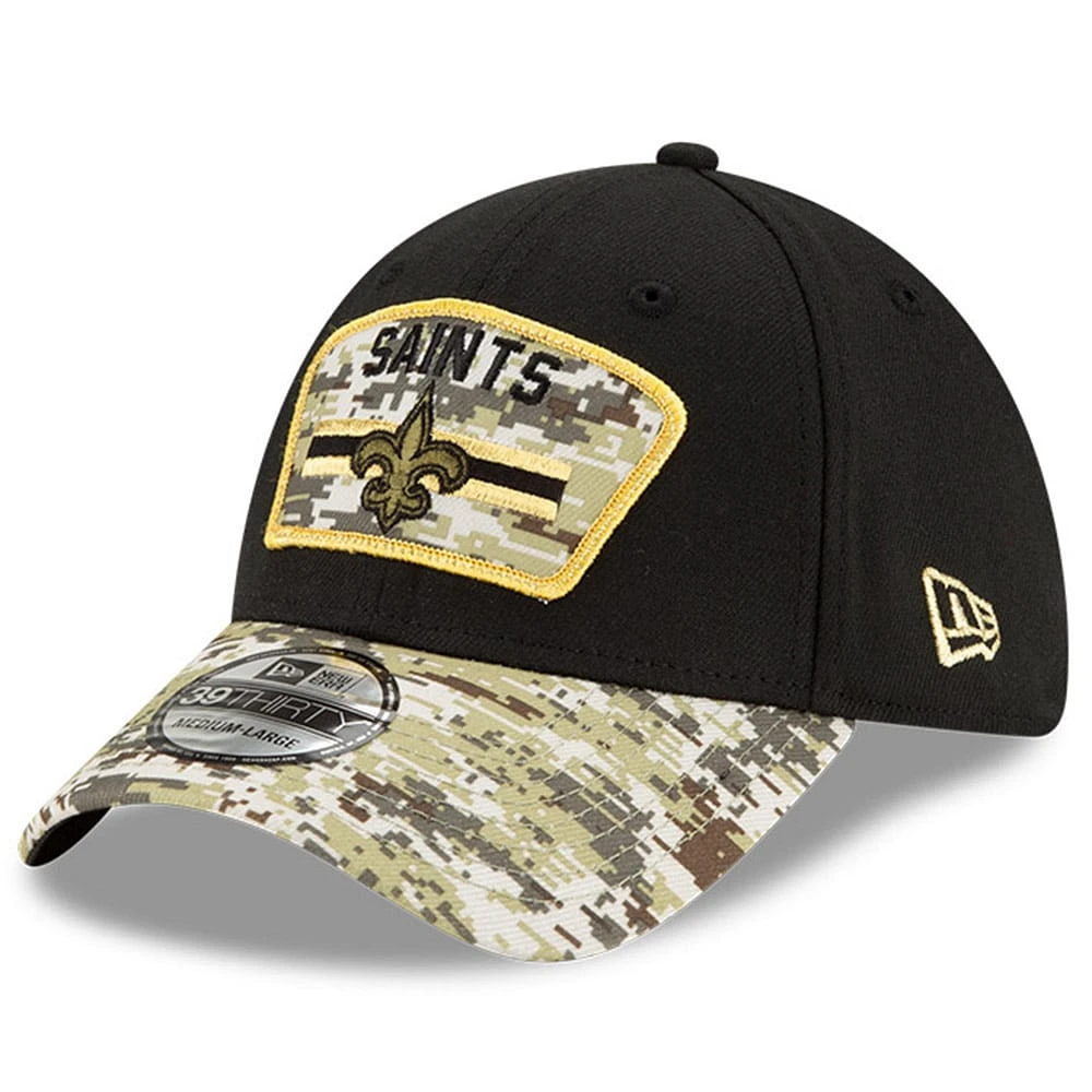 Men's New Era Black/Camo Orleans Saints 2021 Salute To Service - 39THIRTY Flex Hat