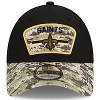 Men's New Era Black/Camo New Orleans Saints 2021 Salute To Service - Trucker 9FORTY Snapback Adjustable Hat