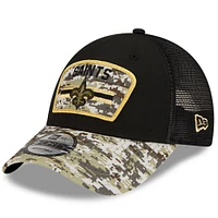 Men's New Era Black/Camo New Orleans Saints 2021 Salute To Service - Trucker 9FORTY Snapback Adjustable Hat