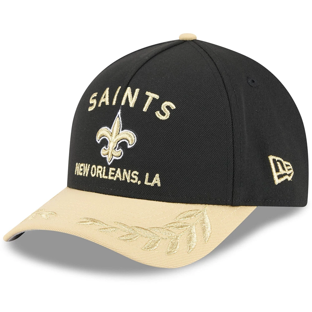 Men's New Era Black/Gold New Orleans Saints 2025 NFL Draft 9FORTY M-Crown A-Frame Adjustable Hat