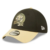 Men's New Era Black/Vegas Gold Orleans Saints 2022 Salute To Service 39THIRTY Flex Hat