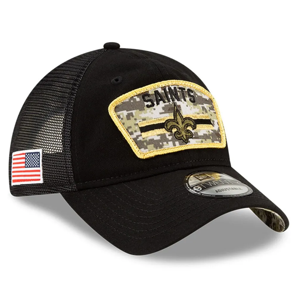 Lids New Orleans Saints New Era 2021 Salute To Service Trucker 9TWENTY  Adjustable Hat - Black