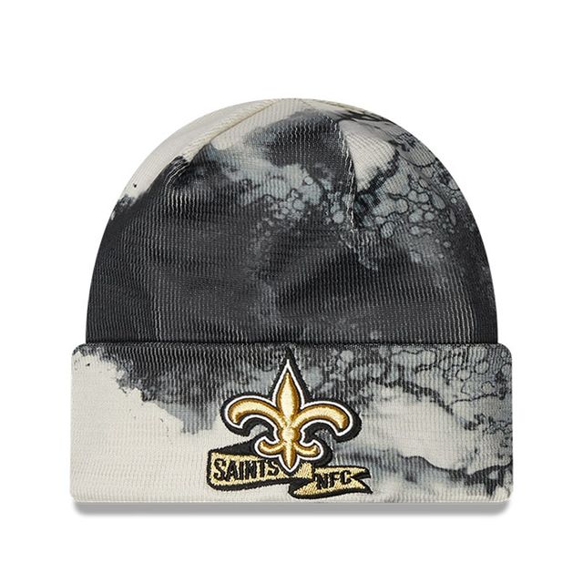 New Era New Orleans Saints 2022 Sideline pour homme - Noir - Bonnet en tricot à revers teint à l'encre