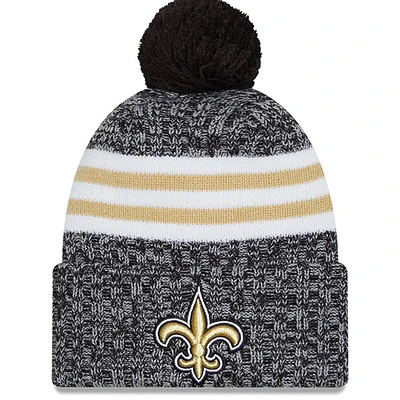 Men's New Era  Black New Orleans Saints 2023 Sideline Cuffed Knit Hat With Pom