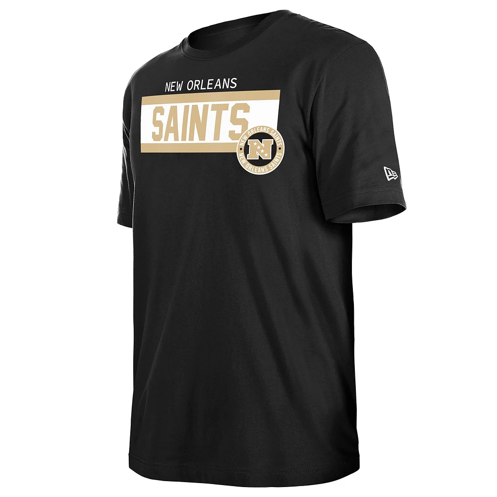 T-shirt New Era noir à imprimé haute densité Orleans Saints 3rd Down pour homme