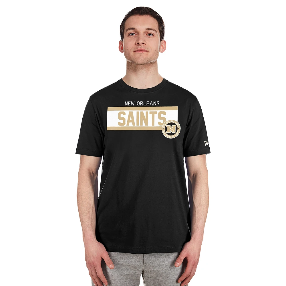 T-shirt New Era noir à imprimé haute densité Orleans Saints 3rd Down pour homme