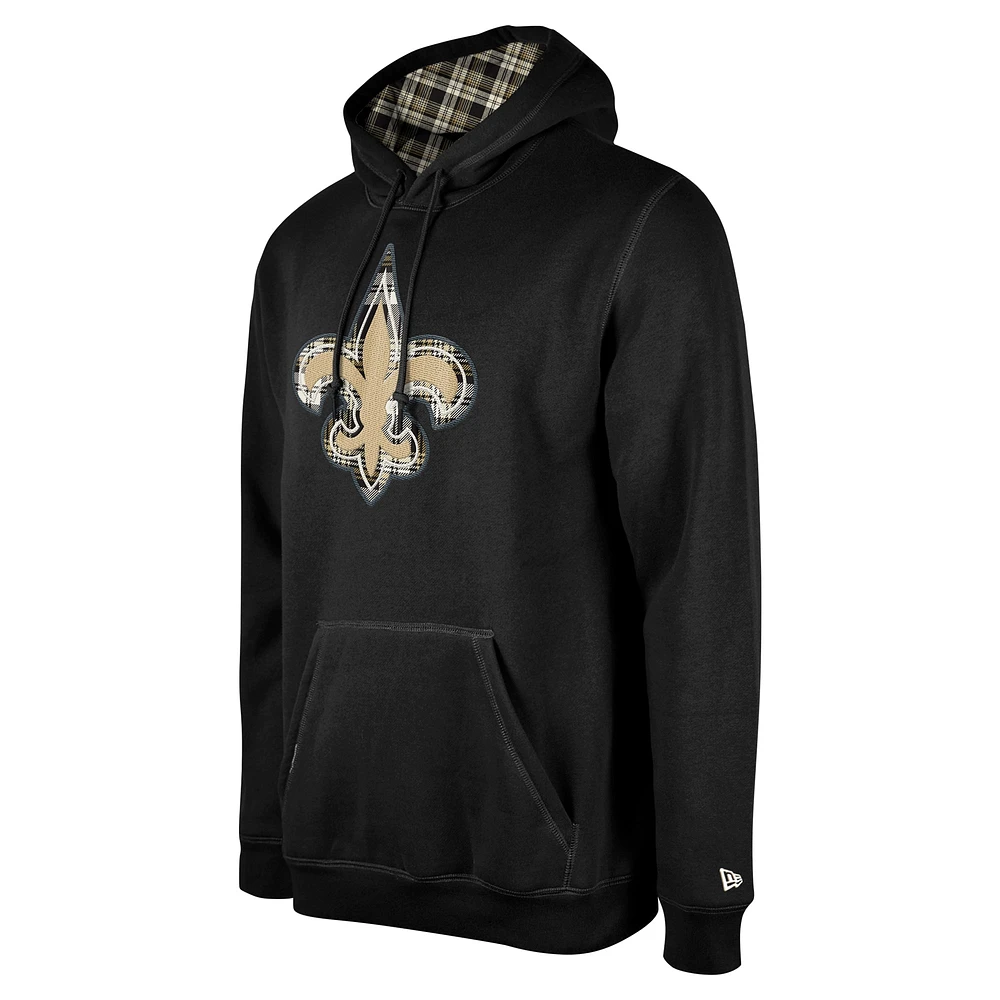 Sweat à capuche carreaux New Era noir Orleans Saints 3rd Down pour homme