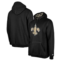 Men's New Era Black Orleans Saints 3rd Down Plaid Pullover Hoodie