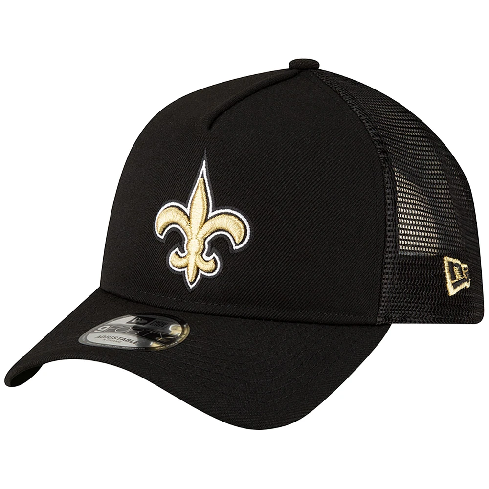 Casquette réglable New Era New Orleans Saints A-Frame Trucker 9FORTY noire pour homme