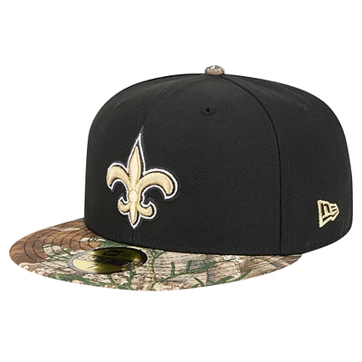 Men's New Era Black Orleans Saints Active Two-Tone Camo 59FIFTY Fitted Hat