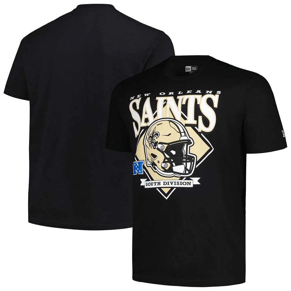 Men's New Era  Black Orleans Saints Big & Tall Helmet T-Shirt