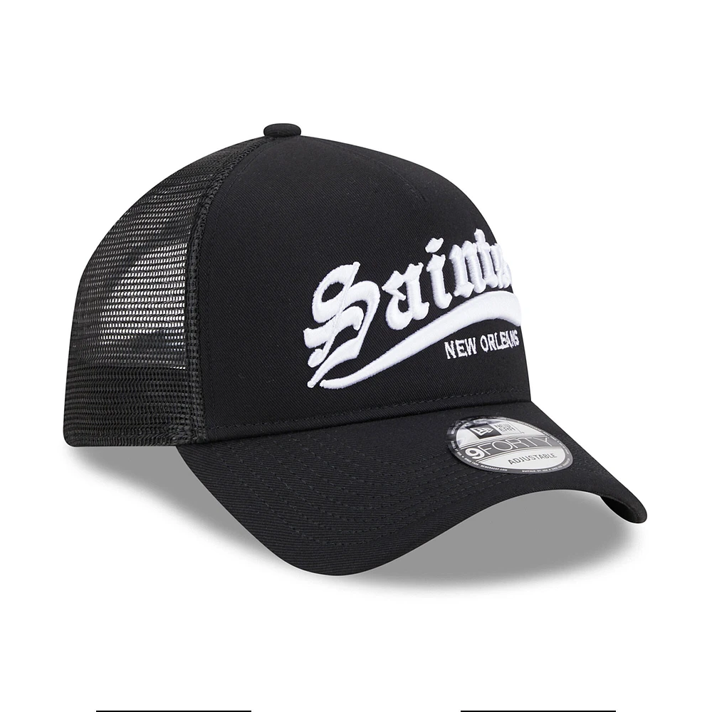 Casquette réglable noire New Era Saints Caliber Trucker 9FORTY pour hommes