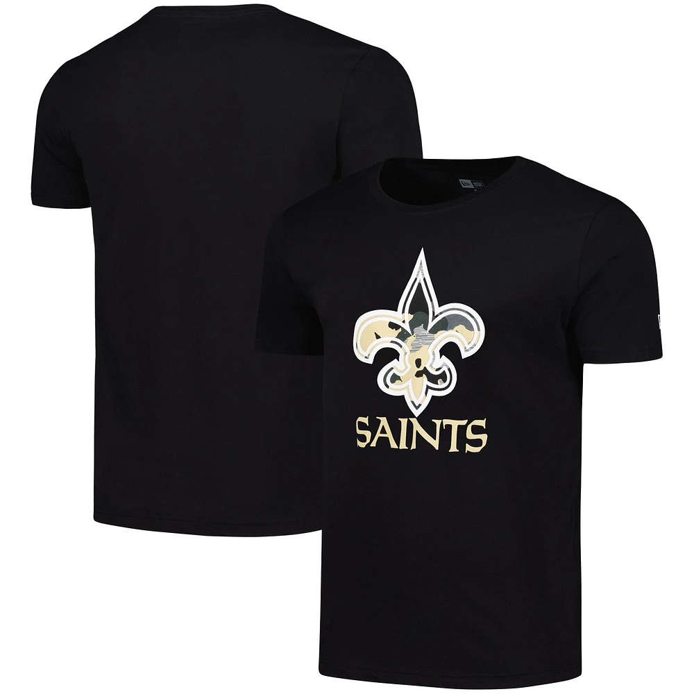 Men's New Era Black Orleans Saints Camo Logo T-Shirt