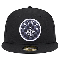 Casquette ajustée à carreaux New Era 59FIFTY noire Orleans Saints pour homme